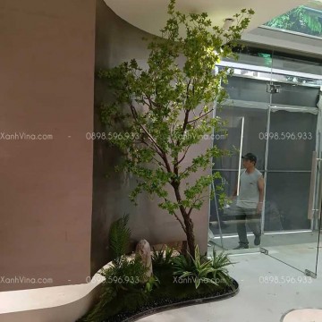 Thi công tiểu cảnh cây giả cho showroom thiết bị vệ sinh TOTO Dũng Điệp